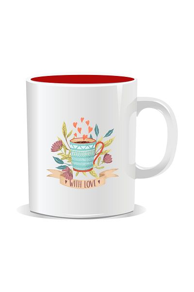 OEM Personalized coffee mug, Coffee with love - Red interior