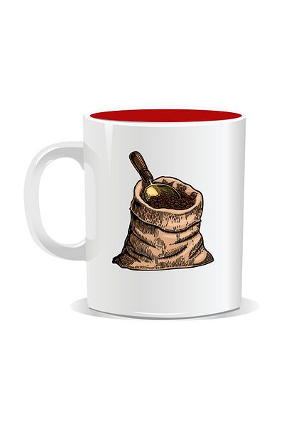 OEM Personalized coffee mug, Coffee bean bag - Red interior