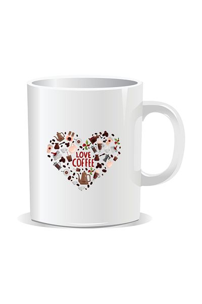 OEM Personalized coffee mug, Love coffee - White interior