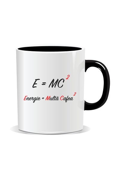 OEM Personalized coffee mug, E=MC2, Romanian - Black interior
