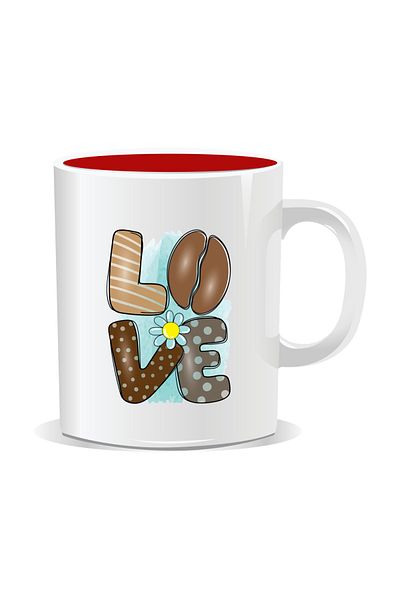 OEM Personalized coffee mug, LOVE - Red interior