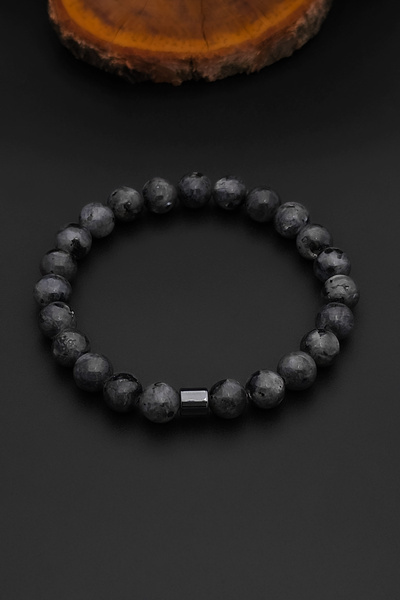 SİLVERA TELKARİ Men's Natural Stone Bracelet Lavrakit Bracelet Women 8 mm Bt039