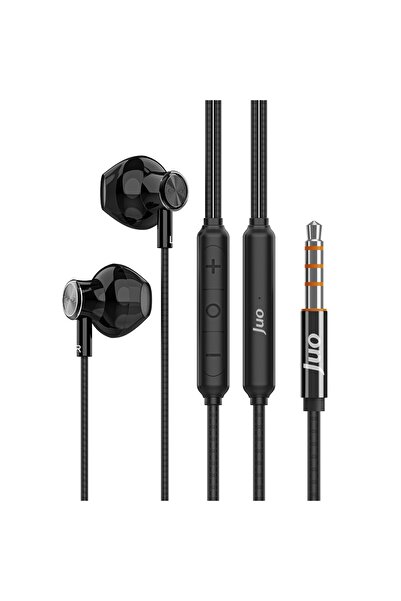 Juo 3.5mm Jack Girişli Mikrofonlu Kablolu Kulak Içi Kulaklık Metal