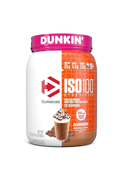 Dymatize ISO 100 Hydrolyzed whey protein isolate, Dunkin Mocha Latte, 1.45 LB