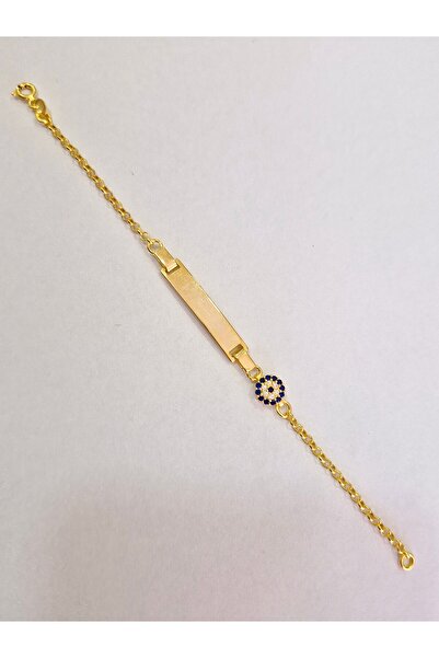 MAGRİB 925 ayar gümüş altın kaplamalı isimli nazar boncuklu bebek çocuk bilek...