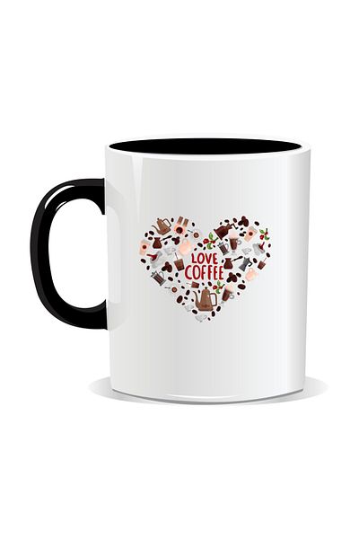 OEM Personalized coffee mug, Love coffee - Black interior