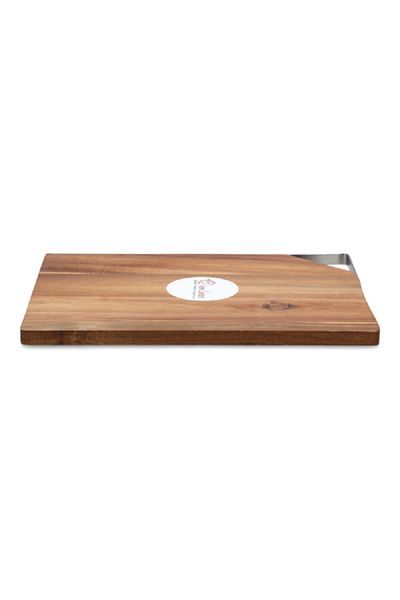 Bien Servi Rectangular Acacia Tray with Handle Brown and Silver