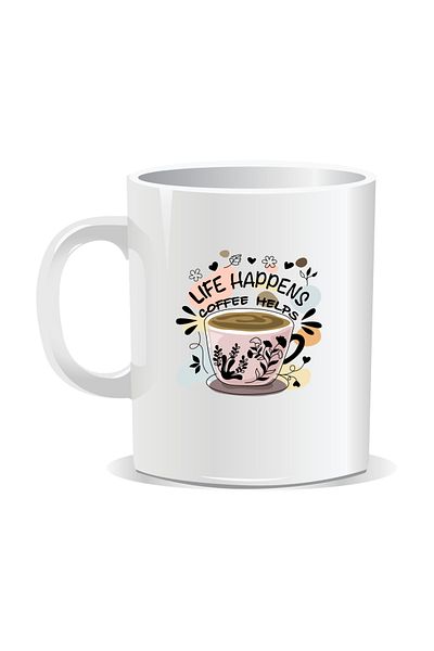 OEM Personalized coffee mug, Life happens coffee helps - White interior