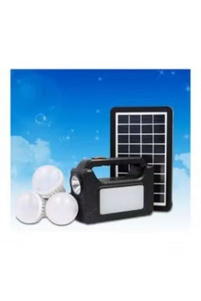 Easy power Solar Power Lighting System With Battery And Solar Panel Bulbs Black 9V