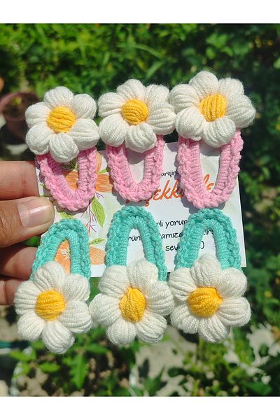 ELYTA Amigurumi Snap Buckle Hand-Knitted Daisy Detailed (6 Pcs)