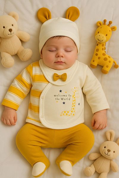 Zuff Baby Unisex Baby 5-Piece Striped Hospital Exit Set 0-3 Months
