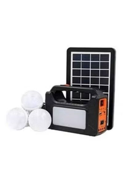 Easy power Solar Power Lighting System With Battery And Solar Panel Bulbs Black 9V