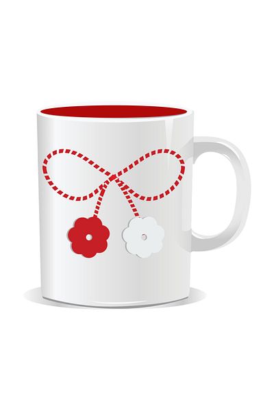 OEM Personalized mug with March 1st message, Flower string - Red interior