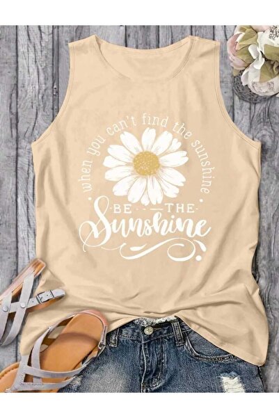 FAVORİST Be the Sunshi̇ne Women's Cotton Sleeveless Summer T-Shirt