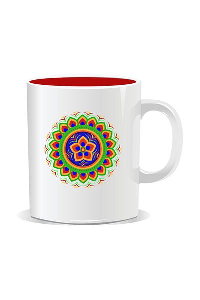 OEM Personalized mug with mandala, Mandala bcu - Red interior