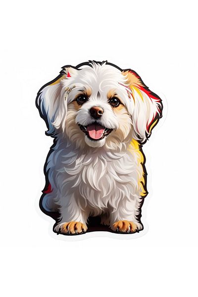 INOVATIX Set de 8 bucăți, autocolant pentru câini Bichon Maltez, INOVATIX®. 6 cm