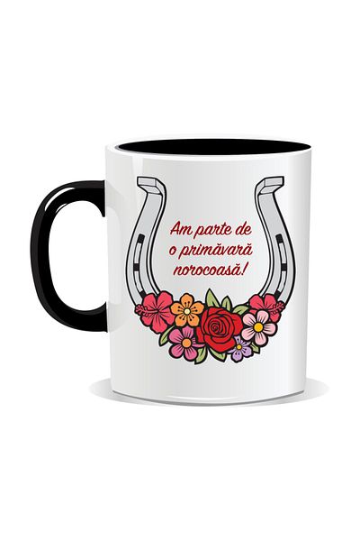 OEM Personalized mug with March 1st message, I have a lucky spring - Black interior
