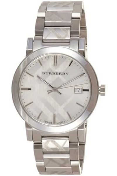 BURBERRY Unisex Watch BU9037 - Formal, Analog, Silver Dial, Silver Strap