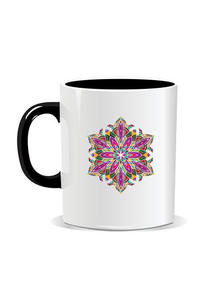 OEM Personalized mug with mandala, Mandala drug - Black interior