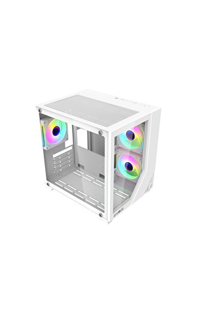 Strong Shadow Beyaz 3x 120mm ARGB Fanlı mATX Akvaryum Gaming Bilgisayar Kasası (Powersız)