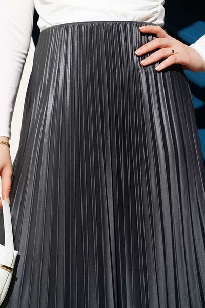 Stil Sepeti Women's Smoked Waist Hidden Elastic Pleated Long Skirt St-100078641