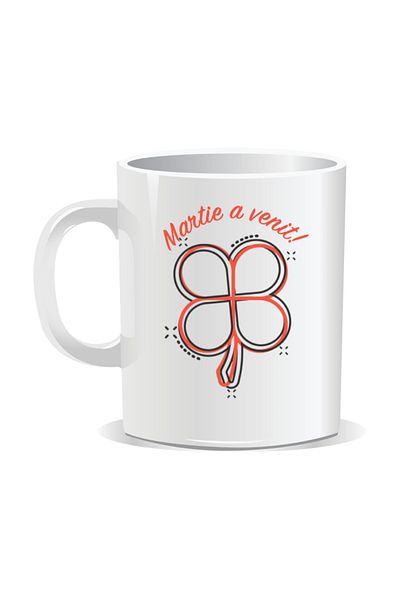 OEM Personalized mug with March 1st message, March has come, clover - White interior