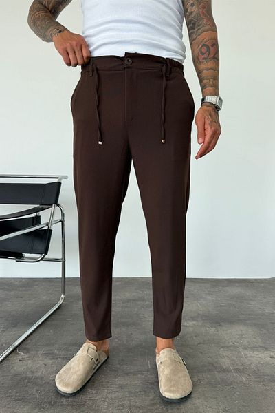 MADZEYMODA Ανδρικό υφασμάτινο παντελόνι σε καφέ χρώμα KE-1046