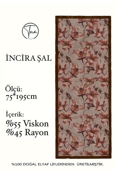 TUA İPEK Organic Viscose Silk İnci̇ra Shal - Floral Pattern
