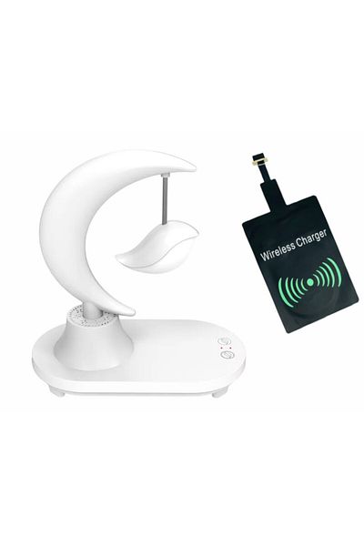 Influential Tech Smart LED Lamp with Wireless Charger, Bluetooth Speaker, Touch Control, White, 10W