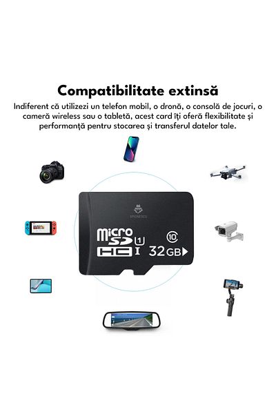 Spionescu MicroSD memory card, 32 GB, Class 10, for phone, surveillance camera, camera, IPX6 waterproof