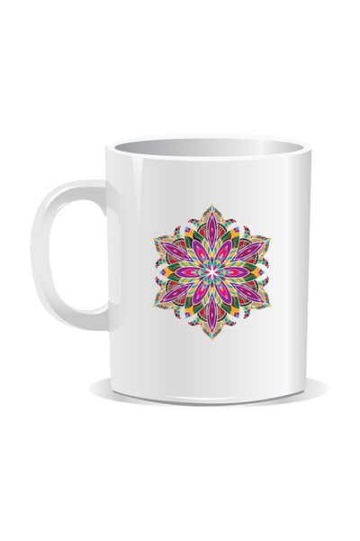 OEM Personalized mug with mandala, Mandala drug - White interior
