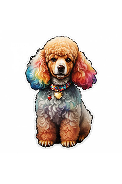 INOVATIX Set de 8 piese, autocolant câine pudel cu medalion, INOVATIX®. 6 cm