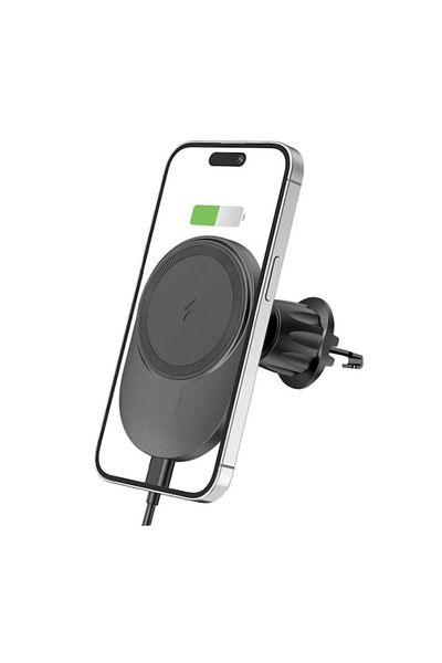 OEM Suport magnetic pentru telefon, grilă de ventilație, compatibil cu MagFit, încărcare wireless 15W, negru-gri