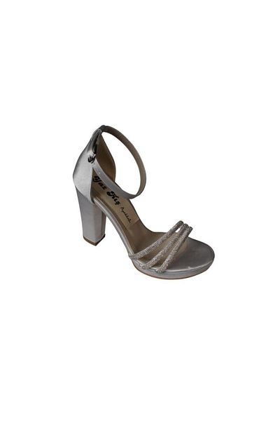 Yaz Kış Ayakkabı Yazkiş Women's Black Silver Satin 3-Stripes Stone 10cm Thick Heel 2cm Platform Heel Evening Dress Shoes