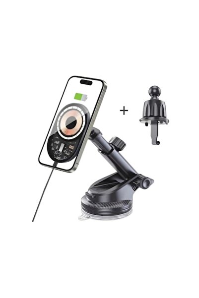 OEM Suport auto pentru telefon, încărcare wireless 15W, reglabil negru