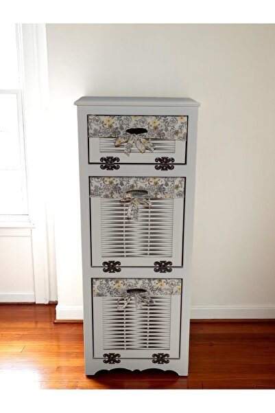 woodluck Ahşap Hasır Görünümlü Patates Soğan Sarımsak Kiler Dolabı (BEYAZ)