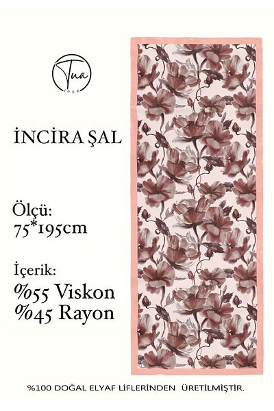 TUA İPEK Organic Viscose Silk İnci̇ra Shal - Floral Pattern