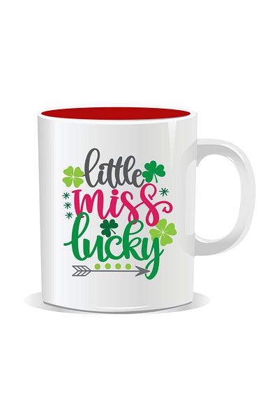 OEM Personalized mug with March 1st message, Little Miss Lucky - Red interior