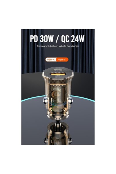 OEM Car Charger 1XUSB QC 3.0 / 1XUSB Type-C PD, 12-24V, CC50, Brown