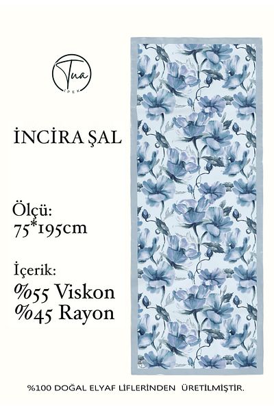 TUA İPEK ȘAL DE PERLE din mătase organică de viscoză - Motiv floral