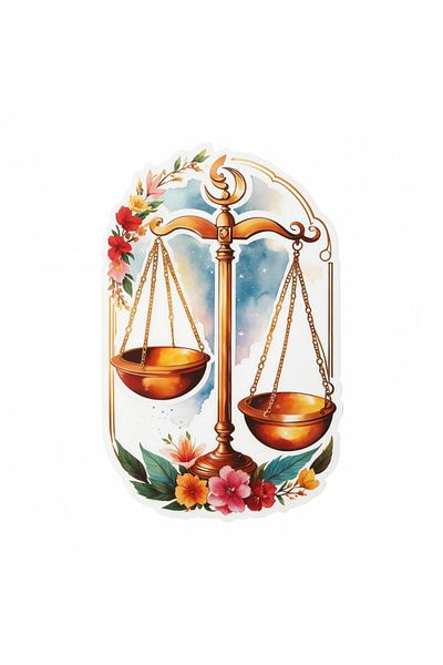 INOVATIX Set de 8 piese, autocolant Balanță cu plăcuțe simbol ale semnului zodiacal Balanță, INOVATIX®. 6 cm