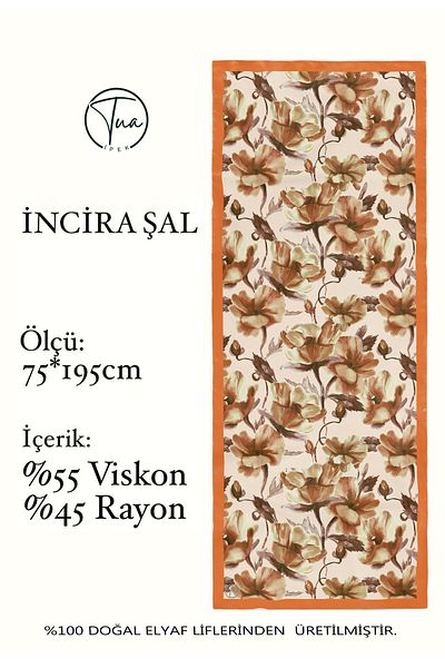 TUA İPEK ȘAL DE PERLE din mătase organică de viscoză - Motiv floral
