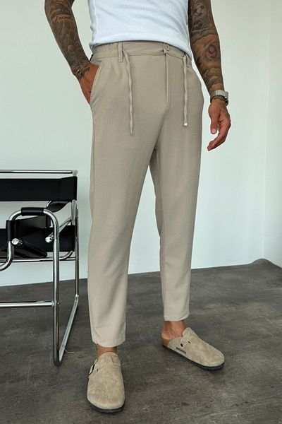 MADZEYMODA Ανδρικό υφασμάτινο παντελόνι μπεζ KE-1046