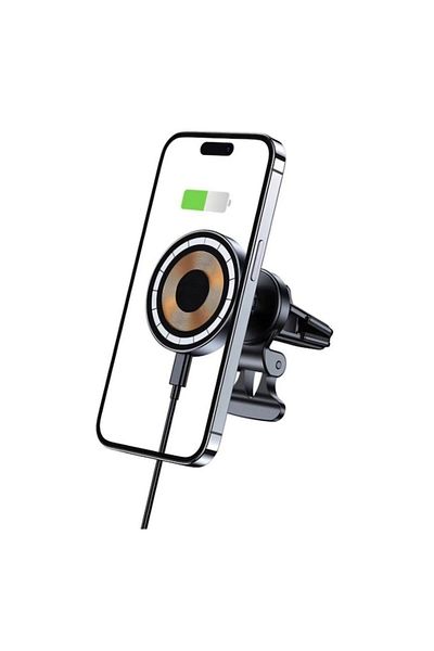 OEM Suport Auto pentru Telefon, Compatibil MagFit, Incarcare Wireless 15W, Prindere Grila Ventilatie, Ne