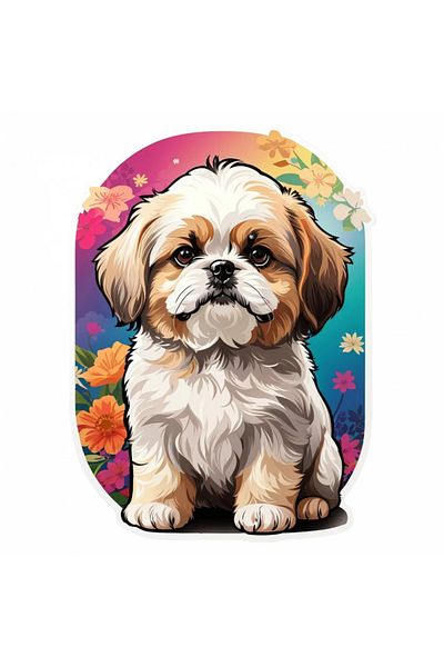 INOVATIX Set de 8 piese, autocolant câine Shih Tzu, INOVATIX®. 6 cm