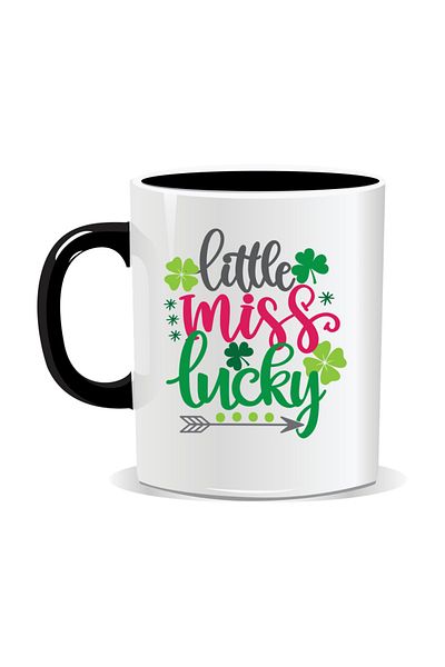 OEM Personalized mug with March 1st message, Little Miss Lucky - Black interior