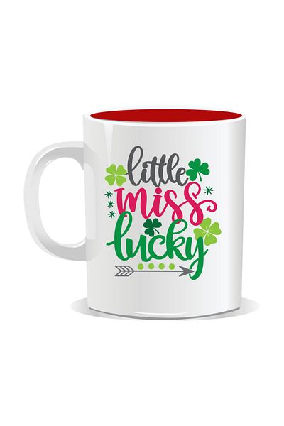 OEM Personalized mug with March 1st message, Little Miss Lucky - Red interior
