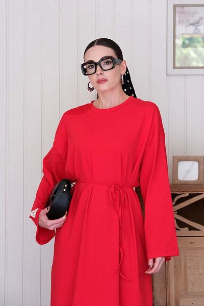 Ceylan Otantik Red Single Jersey Basic Dress