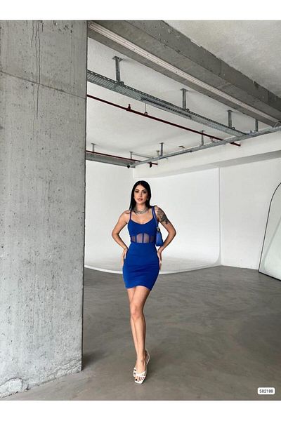 Modafeminen Waist Detailed Thin Strap Mini Dress Saks 582188