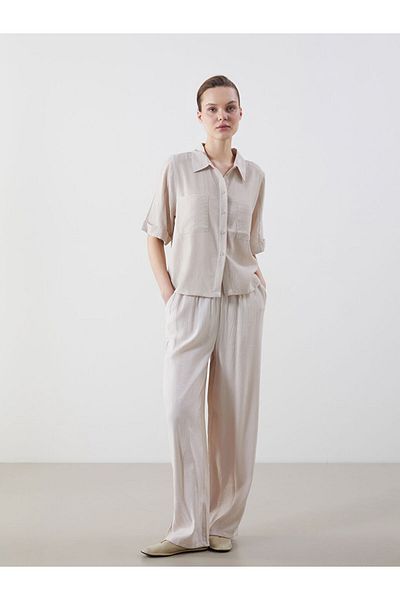 LC Waikiki New Season Elastic Waist Wide Leg Women's Trousers - S5Kq96Z8
